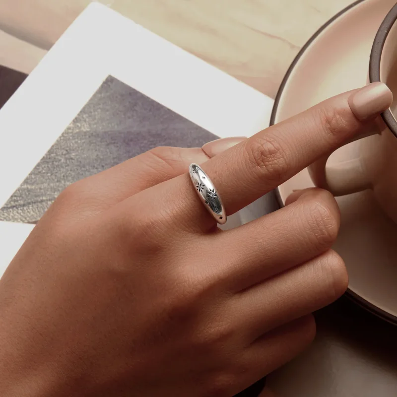 (imagine pentru) Inel deschis cu stea stil PANDORA - BSR547-E - Vizualizare 5