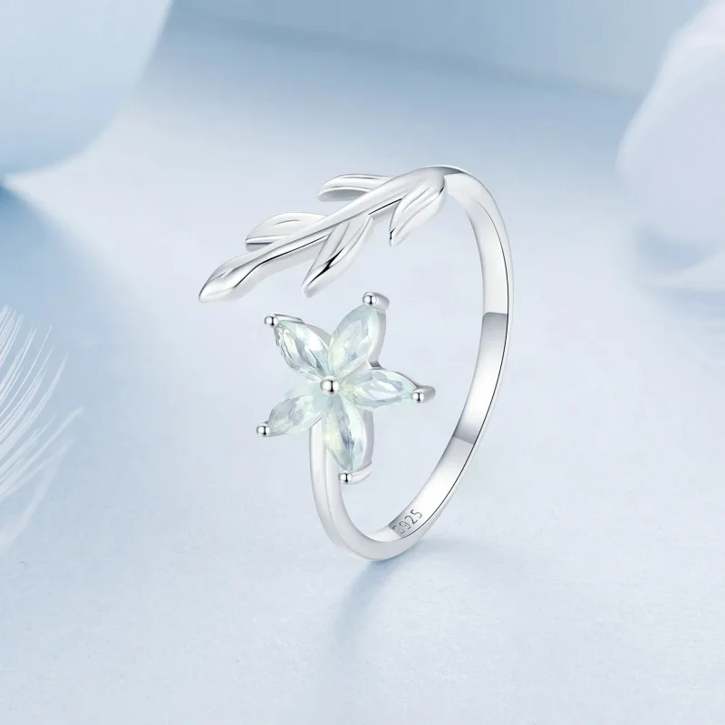 (imagine pentru) Inel Deschis Floare Verde Stil PANDORA - BSR533-E - Vizualizare 2