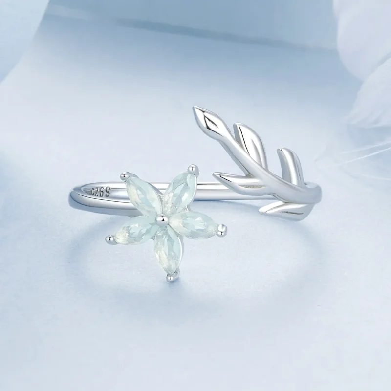 (imagine pentru) Inel Deschis Floare Verde Stil PANDORA - BSR533-E - Vizualizare 3