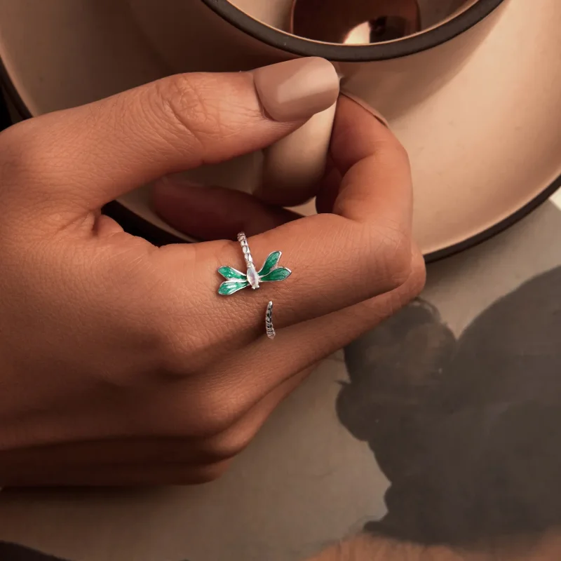 (imagine pentru) Inel deschis stil PANDORA Dragonfly - BSR537-E - Vizualizare 5