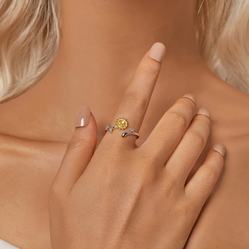 (imagine pentru) Inel floarea soarelui stil PANDORA - BSR549-E - Vizualizare 6