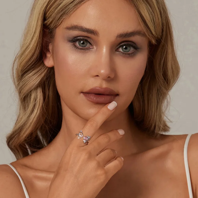 (imagine pentru) Inel Fluture Roz Stil PANDORA - SCR1011-E - Vizualizare 7
