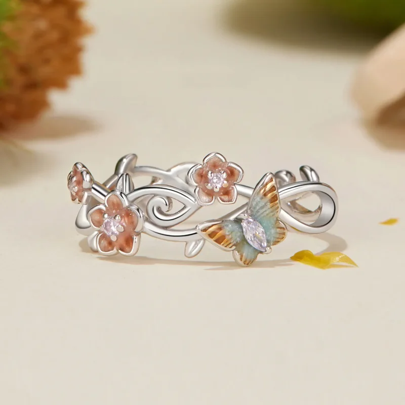 (imagine pentru) Inel Fluture Sakura Stil Romantic PANDORA - BSR538-E - Vizualizare 3