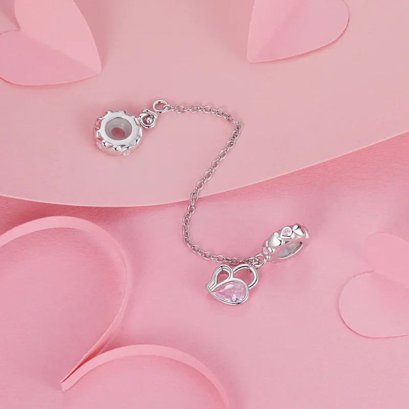 (imagine pentru) Lanț de siguranță PANDORA Tip Lover Heart Lock - BSC975 - Vizualizare 2