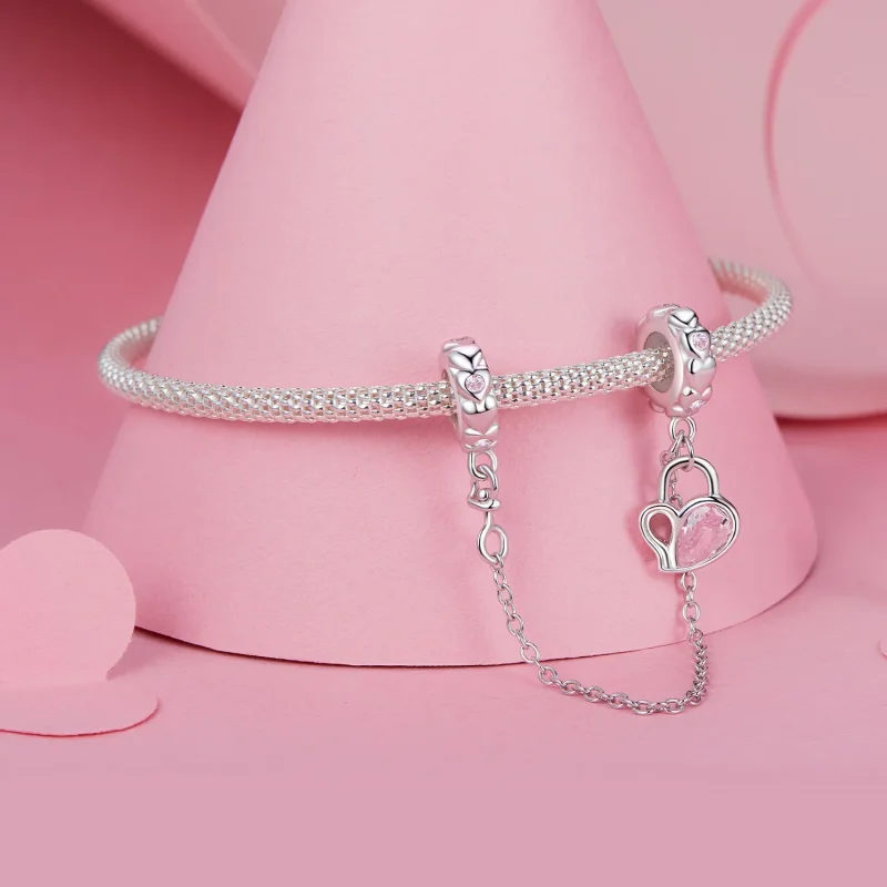 (imagine pentru) Lanț de siguranță PANDORA Tip Lover Heart Lock - BSC975 - Vizualizare 3