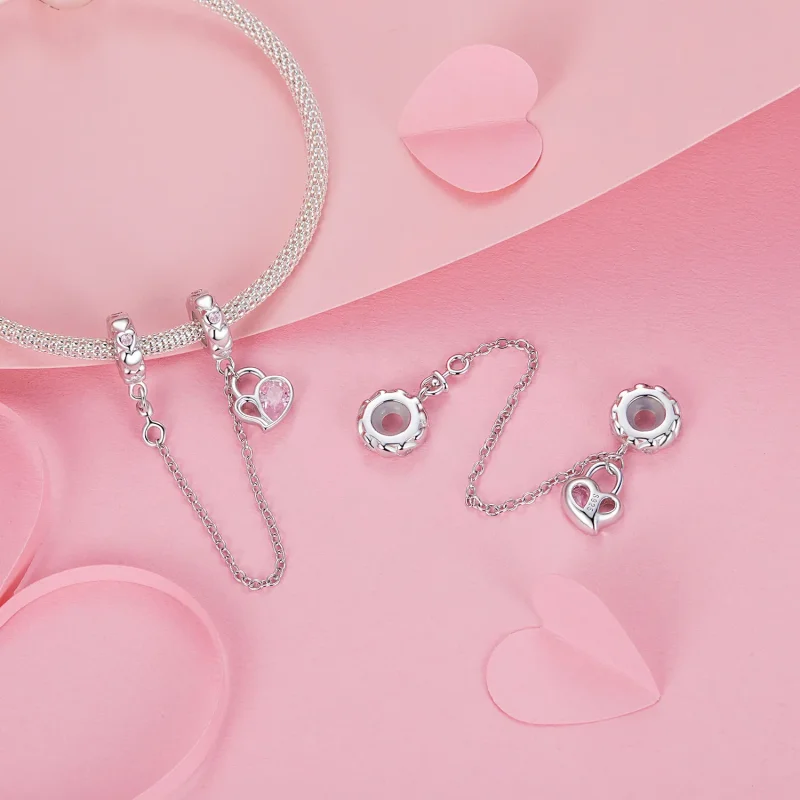 (imagine pentru) Lanț de siguranță PANDORA Tip Lover Heart Lock - BSC975 - Vizualizare 4