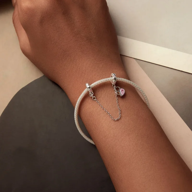 (imagine pentru) Lanț de siguranță PANDORA Tip Lover Heart Lock - BSC975 - Vizualizare 5
