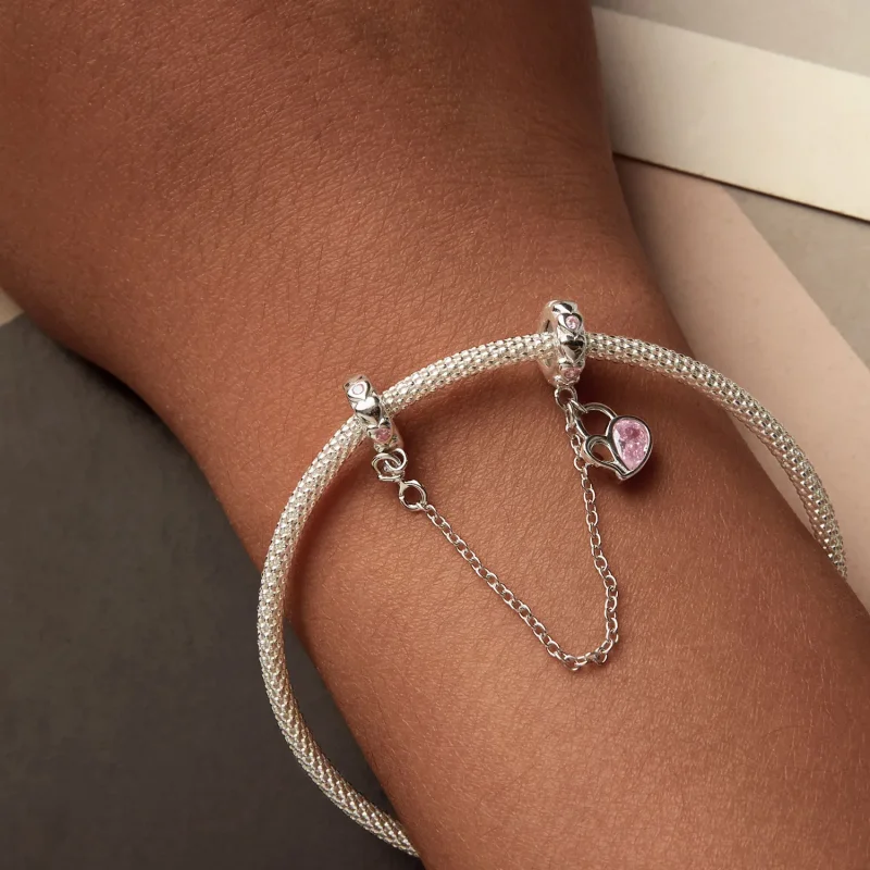 (imagine pentru) Lanț de siguranță PANDORA Tip Lover Heart Lock - BSC975 - Vizualizare 6