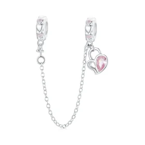 (imagine pentru) Lanț de siguranță PANDORA Tip Lover Heart Lock - BSC975