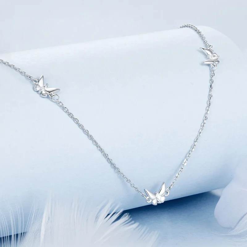 (imagine pentru) Lanț pentru claviculă cu fluture mic în stil PANDORA - BSN376 - Vizualizare 2