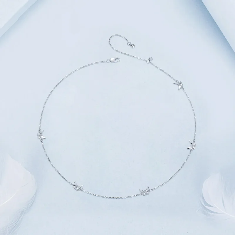(imagine pentru) Lanț pentru claviculă cu fluture mic în stil PANDORA - BSN376 - Vizualizare 3