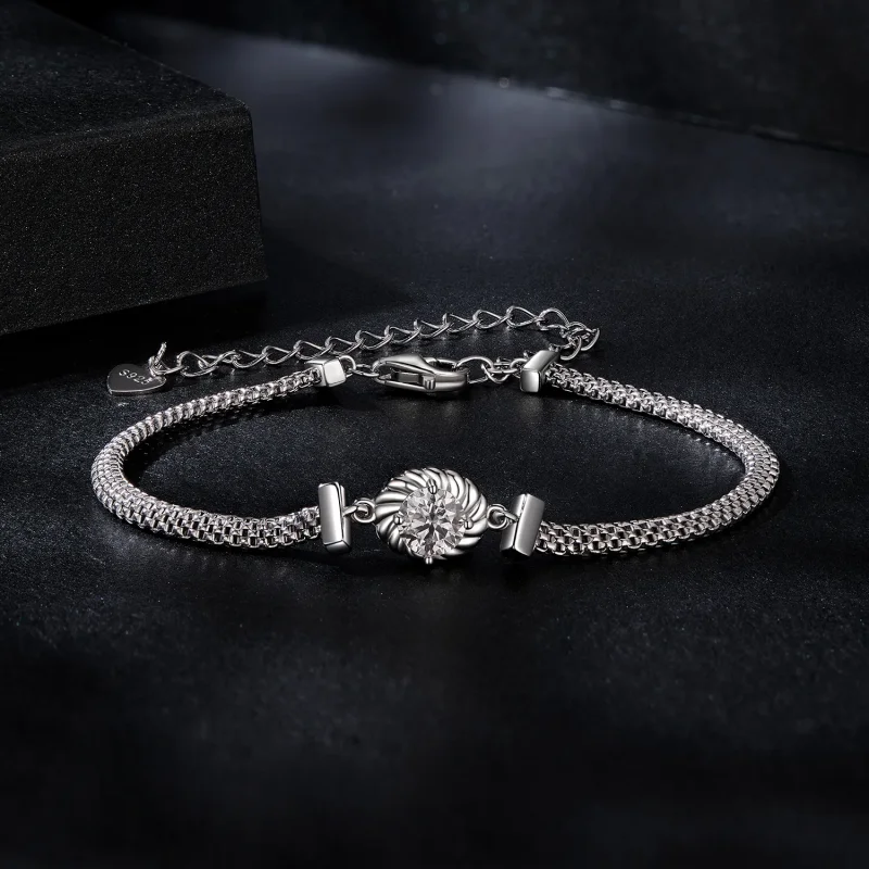 (imagine pentru) Brățară din argint Sterling împletit Moissanite în stil PANDORA (un certificat) - Vizualizare 3