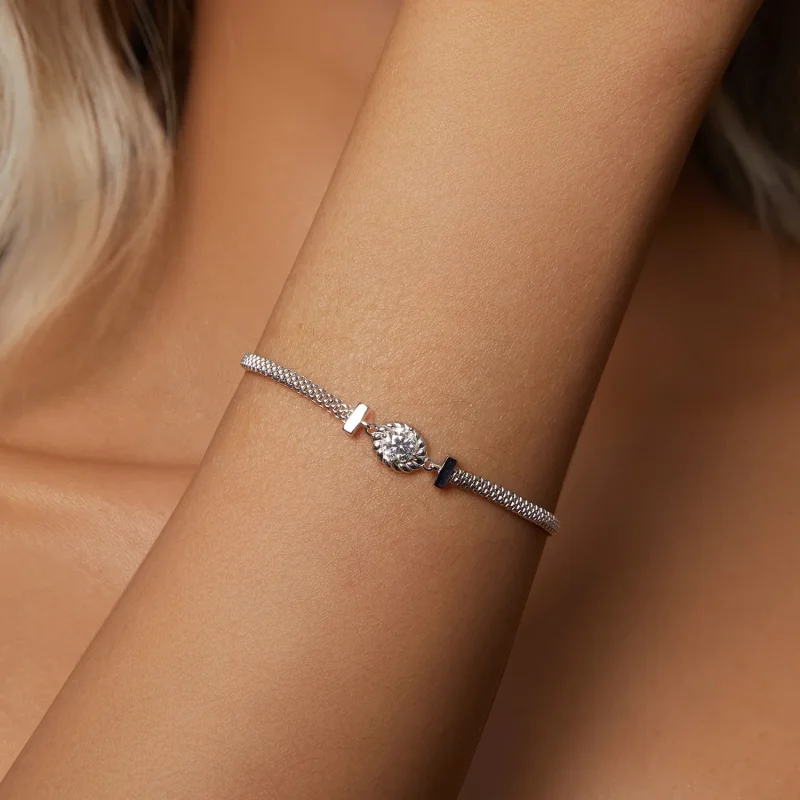 (imagine pentru) Brățară din argint Sterling împletit Moissanite în stil PANDORA (un certificat) - Vizualizare 4