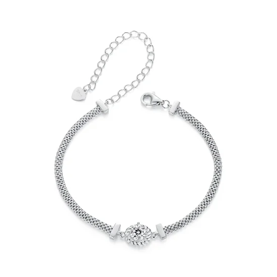 (imagine pentru) Brățară din argint Sterling împletit Moissanite în stil PANDORA (un certificat) - MSB015