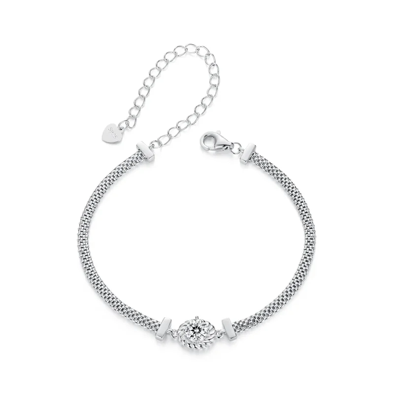 (imagine pentru) Brățară din argint Sterling împletit Moissanite în stil PANDORA (un certificat) - MSB015