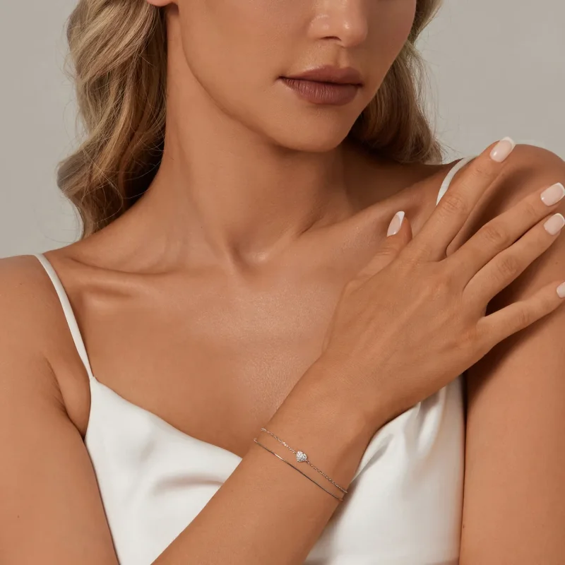 (imagine pentru) Brățară cu două straturi în stil inimă strălucitoare PANDORA - BSB169 - Vizualizare 6