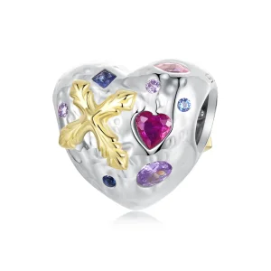 (imagine pentru) PANDORA Tip Vintage Cross Heart Charm - BSC1006