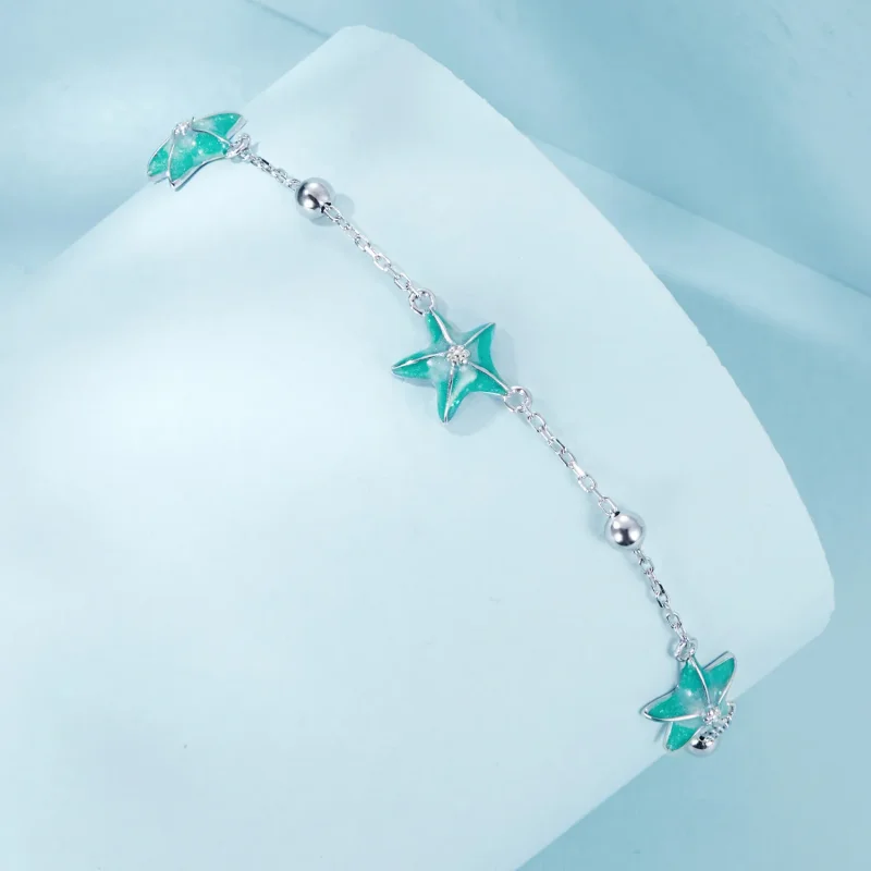 (imagine pentru) Brățară stil PANDORA Starfish Teal - SCB276 - Vizualizare 2