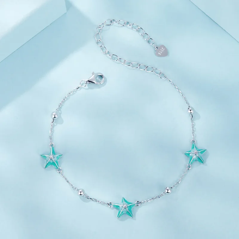 (imagine pentru) Brățară stil PANDORA Starfish Teal - SCB276 - Vizualizare 3
