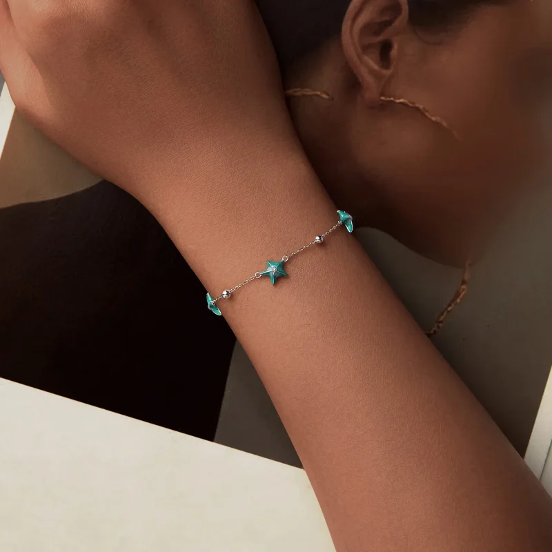 (imagine pentru) Brățară stil PANDORA Starfish Teal - SCB276 - Vizualizare 4