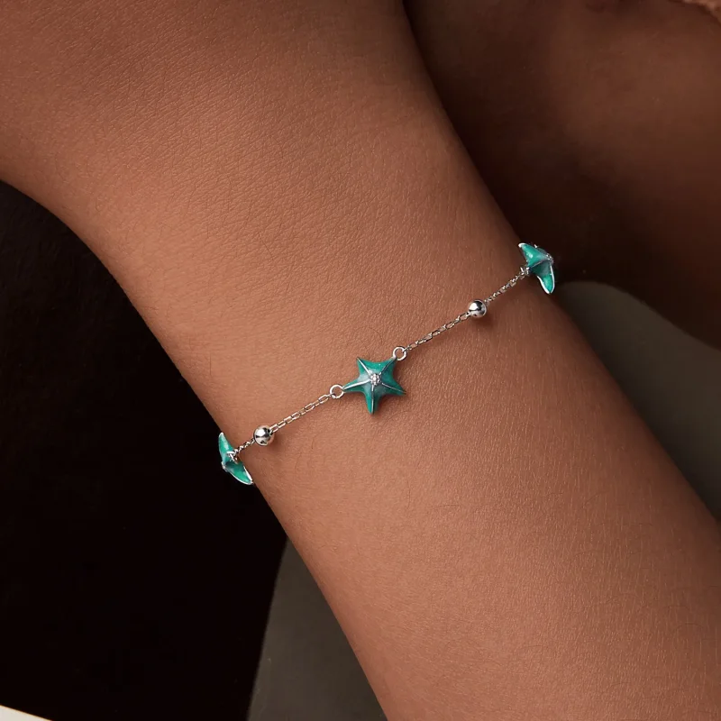 (imagine pentru) Brățară stil PANDORA Starfish Teal - SCB276 - Vizualizare 7