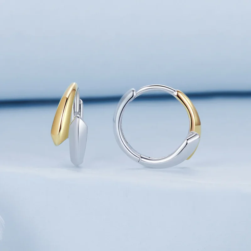(imagine pentru) Cercei bicolor stil PANDORA - BSE1021 - Vizualizare 2