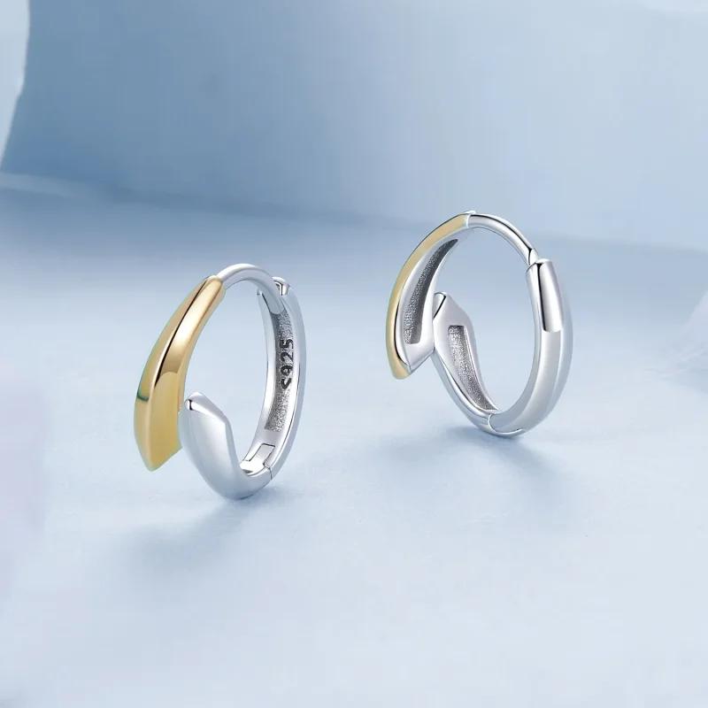 (imagine pentru) Cercei bicolor stil PANDORA - BSE1021 - Vizualizare 3