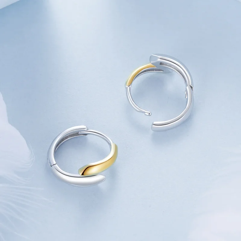 (imagine pentru) Cercei bicolor stil PANDORA - BSE1021 - Vizualizare 4