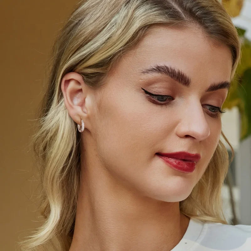 (imagine pentru) Cercei colorați cu zirconiu stil PANDORA - BSE1033 - Vizualizare 7