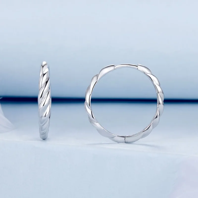 (imagine pentru) Cercei cu răsucire metalice stil PANDORA - BSE1024-L - Vizualizare 2