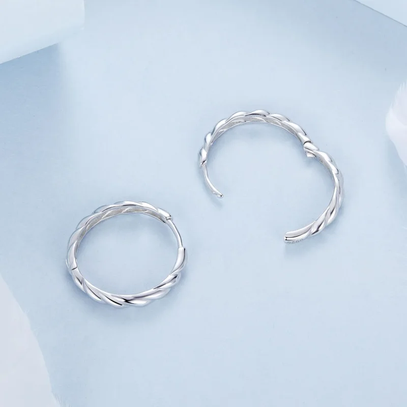 (imagine pentru) Cercei cu răsucire metalice stil PANDORA - BSE1024-L - Vizualizare 4