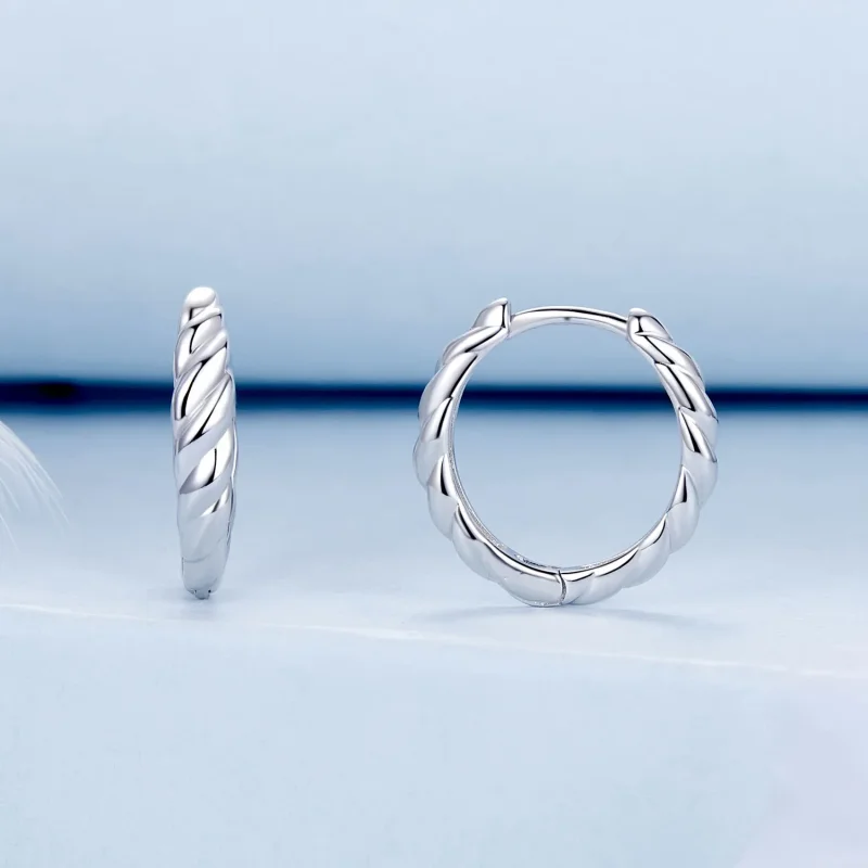 (imagine pentru) Cercei cu răsucire metalice stil PANDORA - BSE1024-M - Vizualizare 2