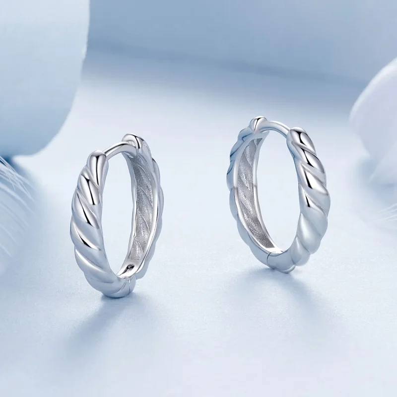 (imagine pentru) Cercei cu răsucire metalice stil PANDORA - BSE1024-M - Vizualizare 3