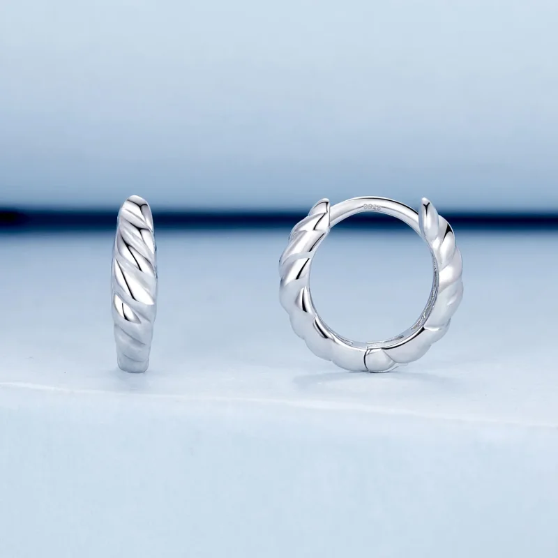 (imagine pentru) Cercei cu răsucire metalice stil PANDORA - BSE1024-S - Vizualizare 2