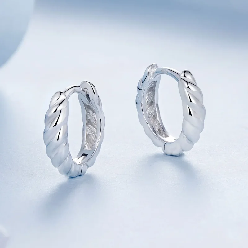 (imagine pentru) Cercei cu răsucire metalice stil PANDORA - BSE1024-S - Vizualizare 3