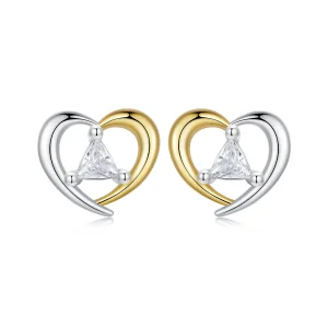 (imagine pentru) Cercei inimioare bicolor stil PANDORA - BSE1027