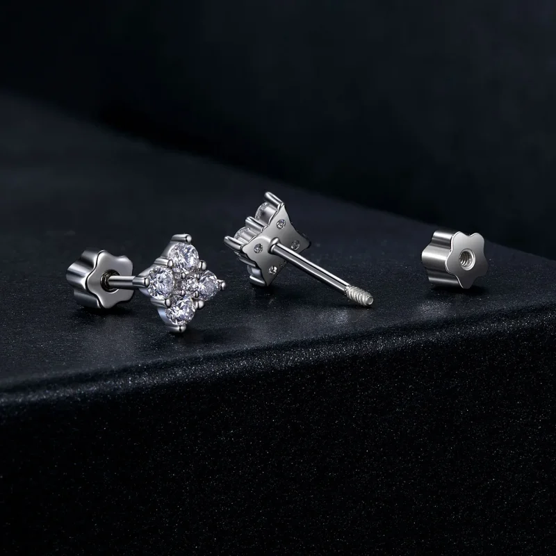 (imagine pentru) Cercei moissanite cu trifoi cu patru foi stil PANDORA (cu un certificat) - MSE05 - Vizualizare 2
