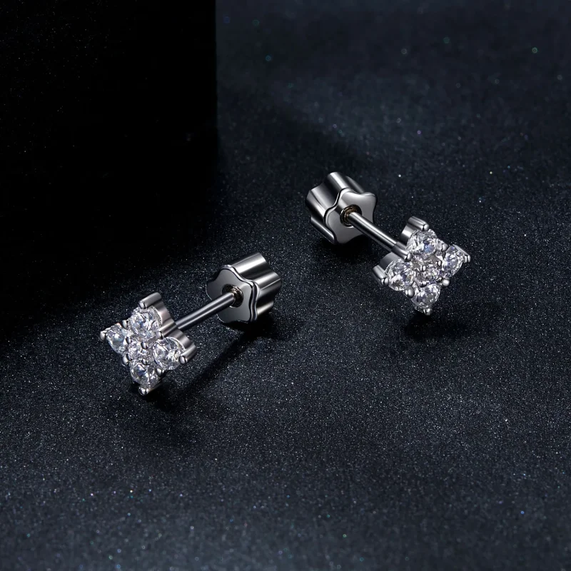 (imagine pentru) Cercei moissanite cu trifoi cu patru foi stil PANDORA (cu un certificat) - MSE05 - Vizualizare 3