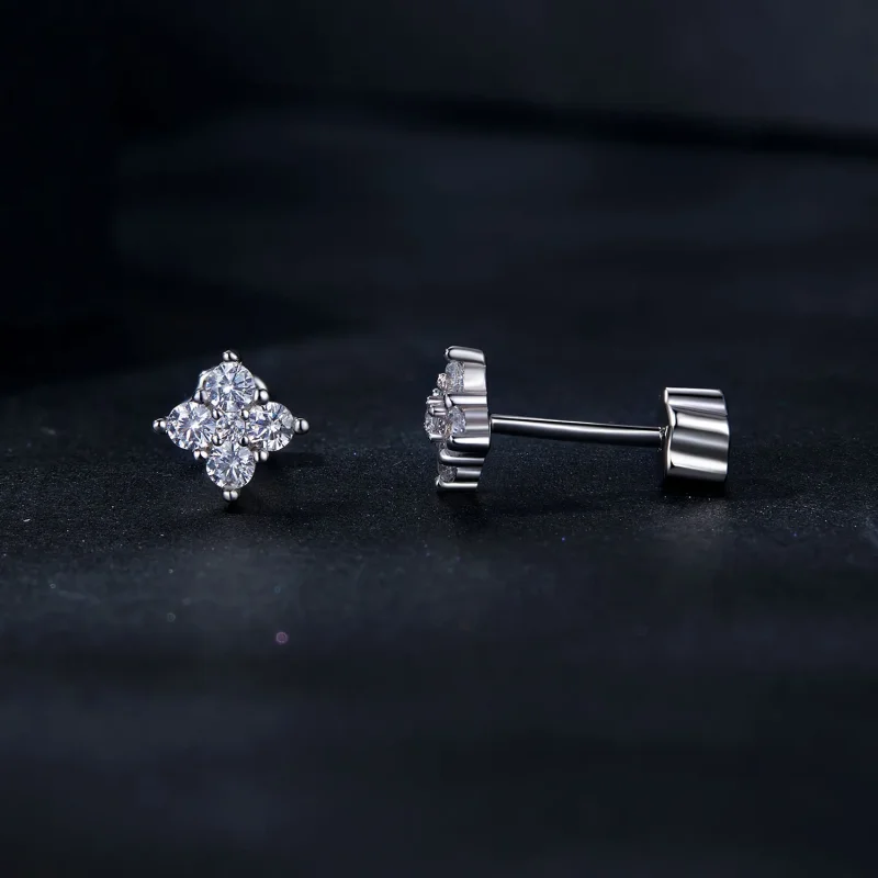 (imagine pentru) Cercei moissanite cu trifoi cu patru foi stil PANDORA (cu un certificat) - MSE05 - Vizualizare 4