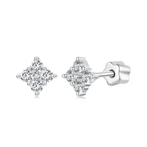 (imagine pentru) Cercei moissanite cu trifoi cu patru foi stil PANDORA (cu un certificat) - MSE056