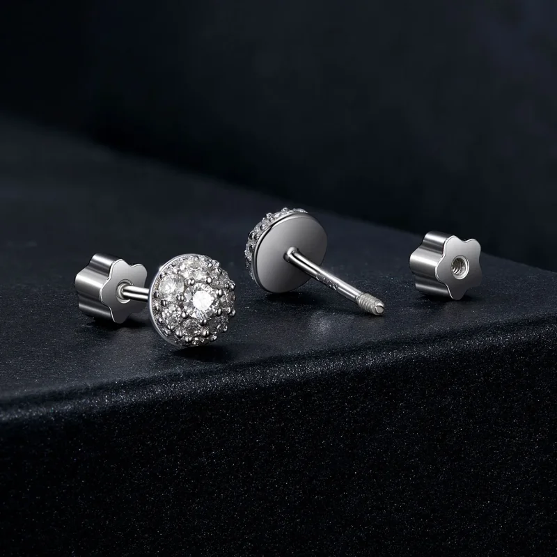 (imagine pentru) Cercei Moissanite Stil Emisferă PANDORA (cu un certificat) - MSE057 - Vizualizare 2