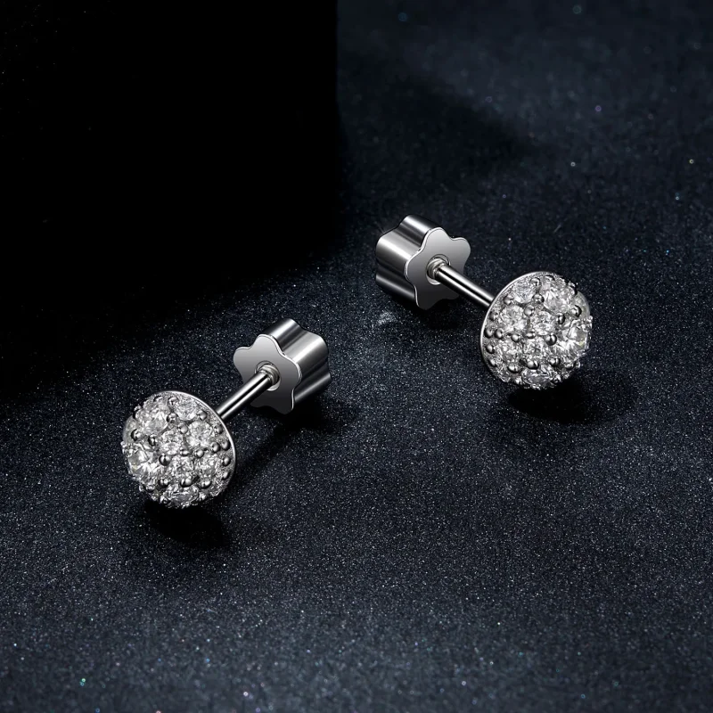 (imagine pentru) Cercei Moissanite Stil Emisferă PANDORA (cu un certificat) - MSE057 - Vizualizare 3
