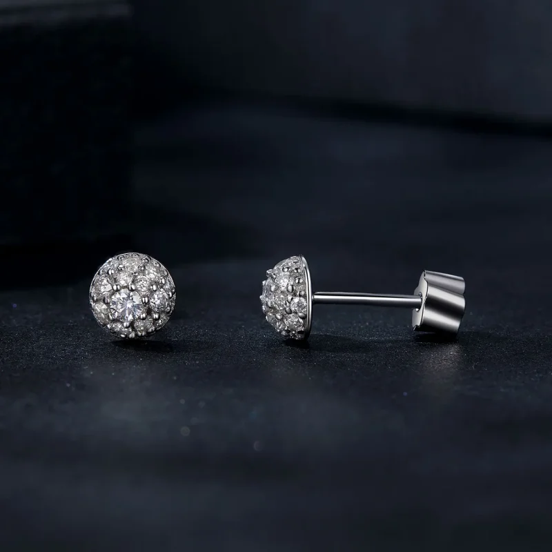 (imagine pentru) Cercei Moissanite Stil Emisferă PANDORA (cu un certificat) - MSE057 - Vizualizare 4