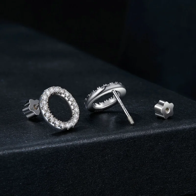 (imagine pentru) Cercei Moissanite Stil PANDORA Noapte înstelată 0,013ct (două certificate) - MSE - Vizualizare 2