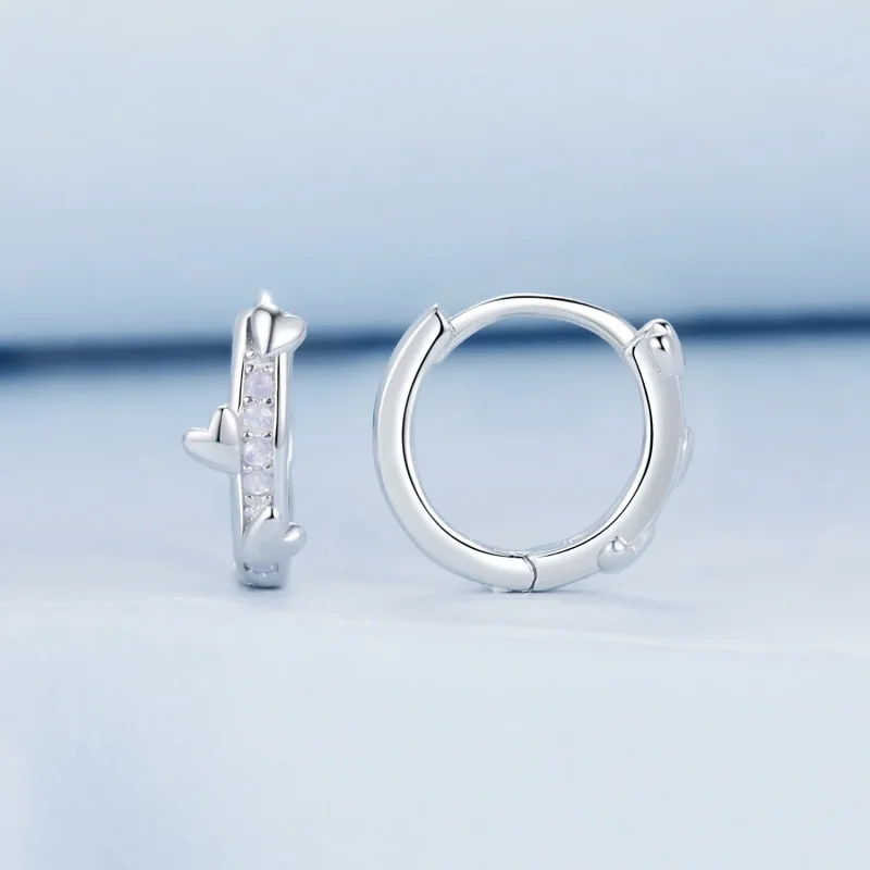 (imagine pentru) Cercei inimioare roz stil PANDORA - BSE1018 - Vizualizare 2