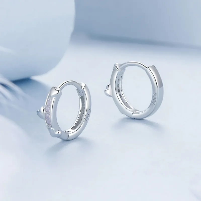 (imagine pentru) Cercei inimioare roz stil PANDORA - BSE1018 - Vizualizare 3