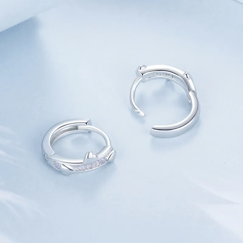 (imagine pentru) Cercei inimioare roz stil PANDORA - BSE1018 - Vizualizare 4