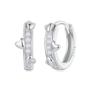 (imagine pentru) Cercei inimioare roz stil PANDORA - BSE1018