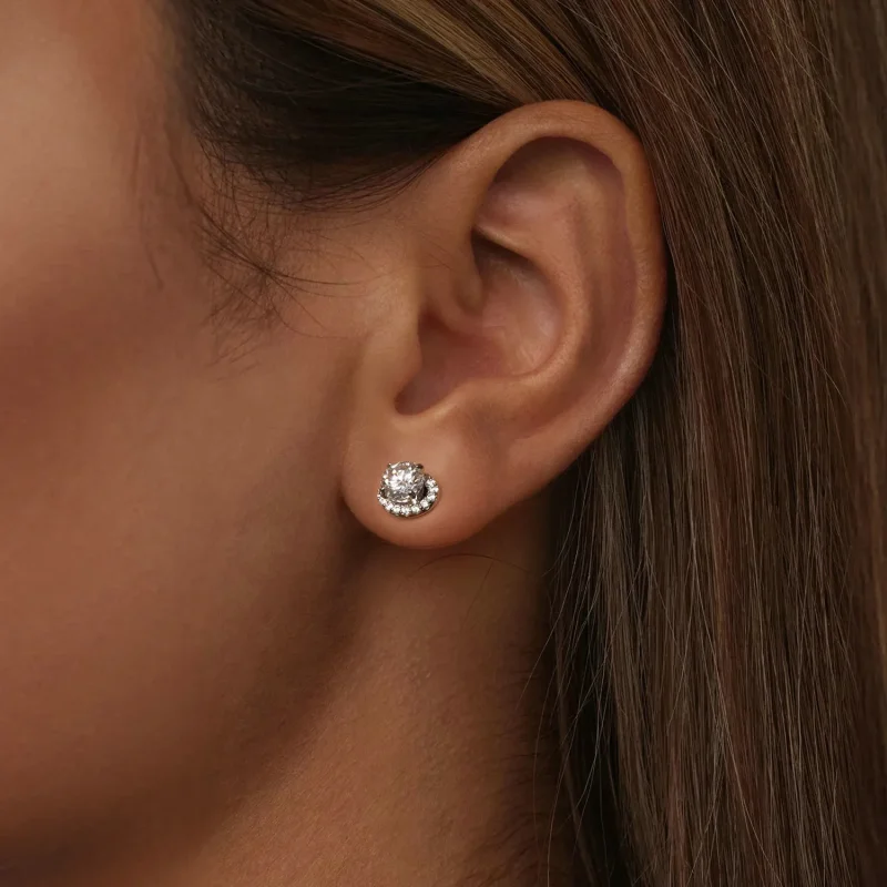 (imagine pentru) Cercei PANDORA Tip Starry Moissanite 0.5ct (două certificate) - MSE054 - Vizualizare 5