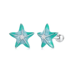 (imagine pentru) Cercei tip PANDORA Stele de Mare Teal - SCE1747
